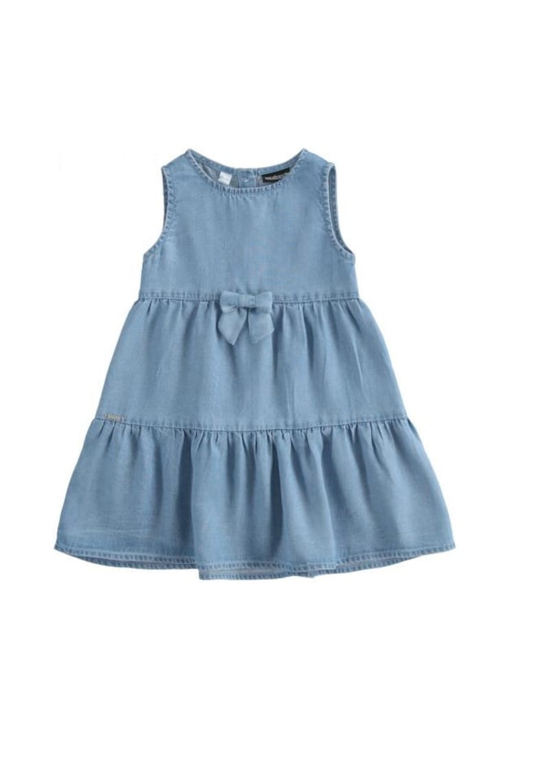 Rochie denim din in pentru fete - 0.6585 - Albastru -