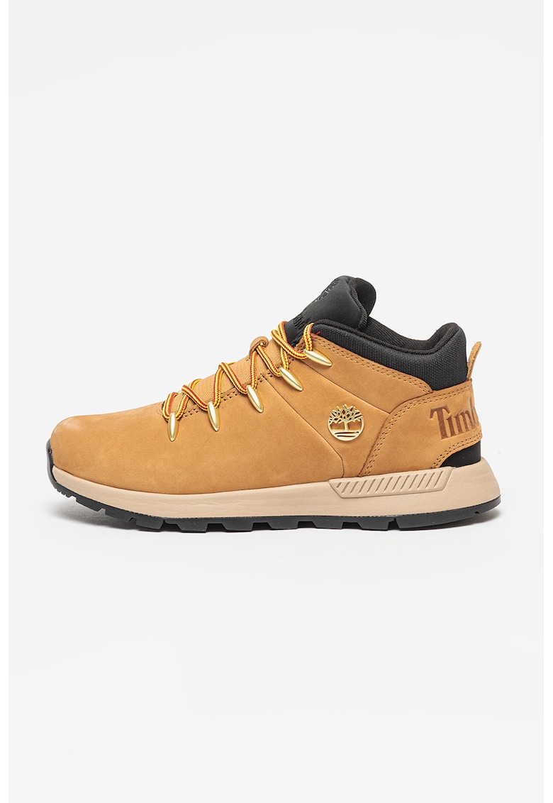 Pantofi de piele nabuc cu insertii textile pentru treking Sprint Trekker