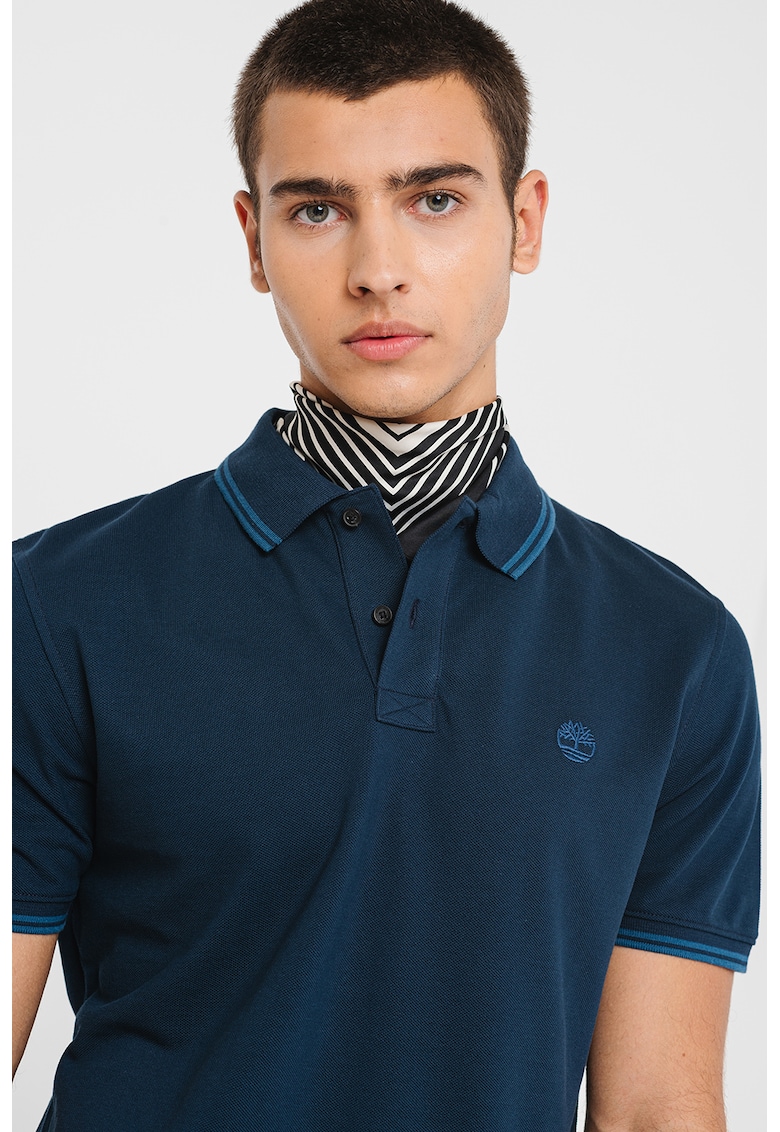 Tricou polo de bumbac cu aspect pique