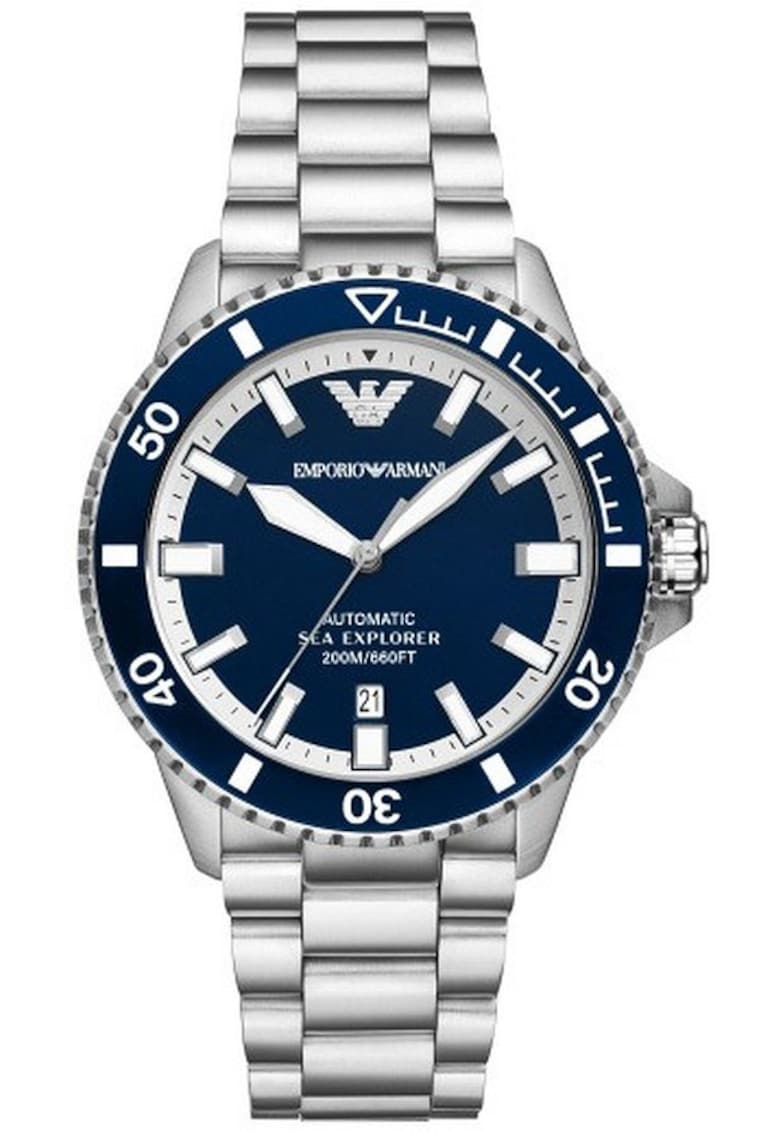 Ceas Sea Explorer Automatic - rezistent la apa 20 ATM - albastru - bratara otel - argintiu