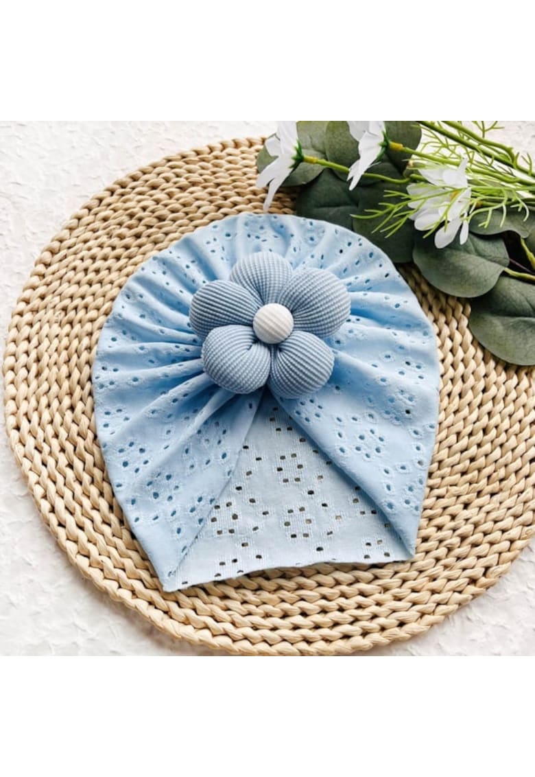 Caciula Tip Turban - Cu Model Ajurat Si Floare Aplicata - Fete