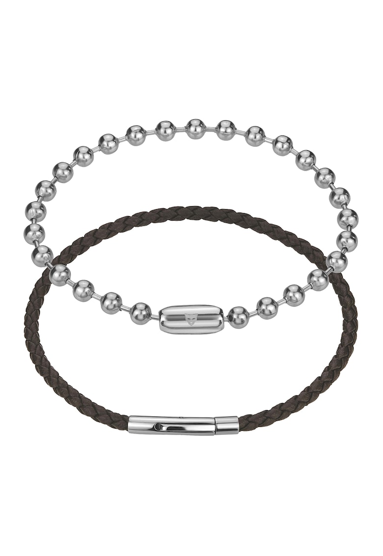 Set de bratara din otel inoxidabil si bratara din piele