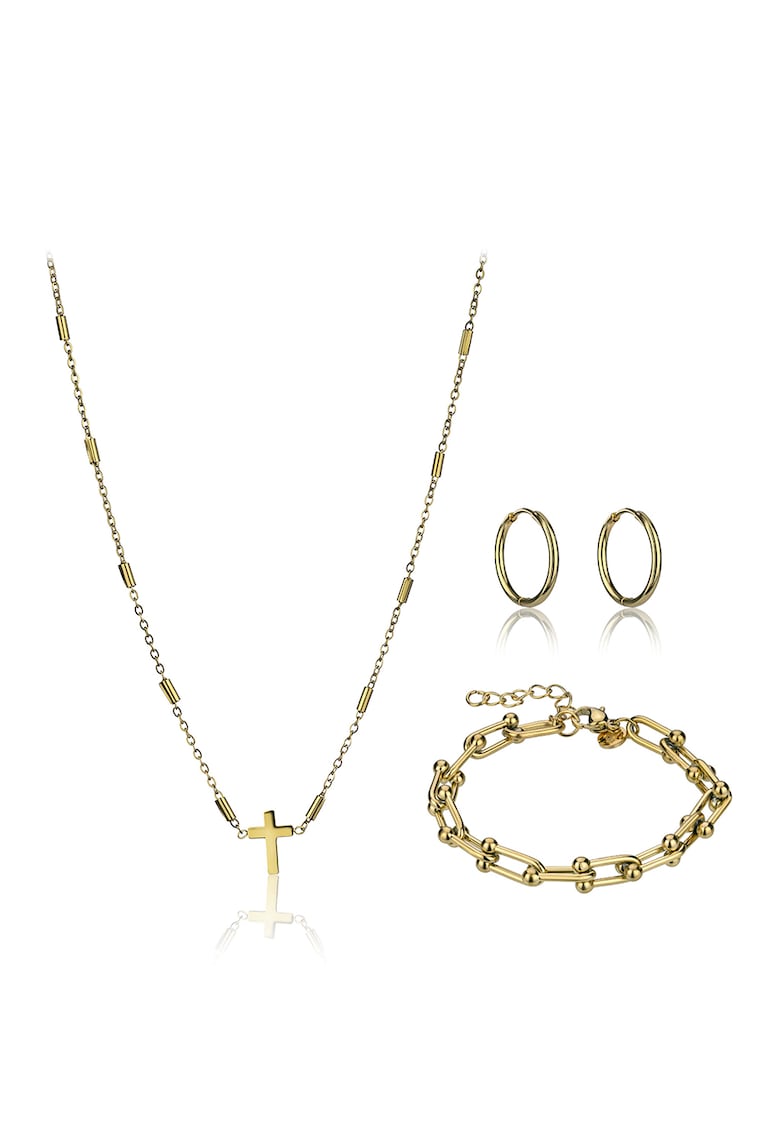 Set de cercei - bratara si colier din otel inoxidabil - 3 piese