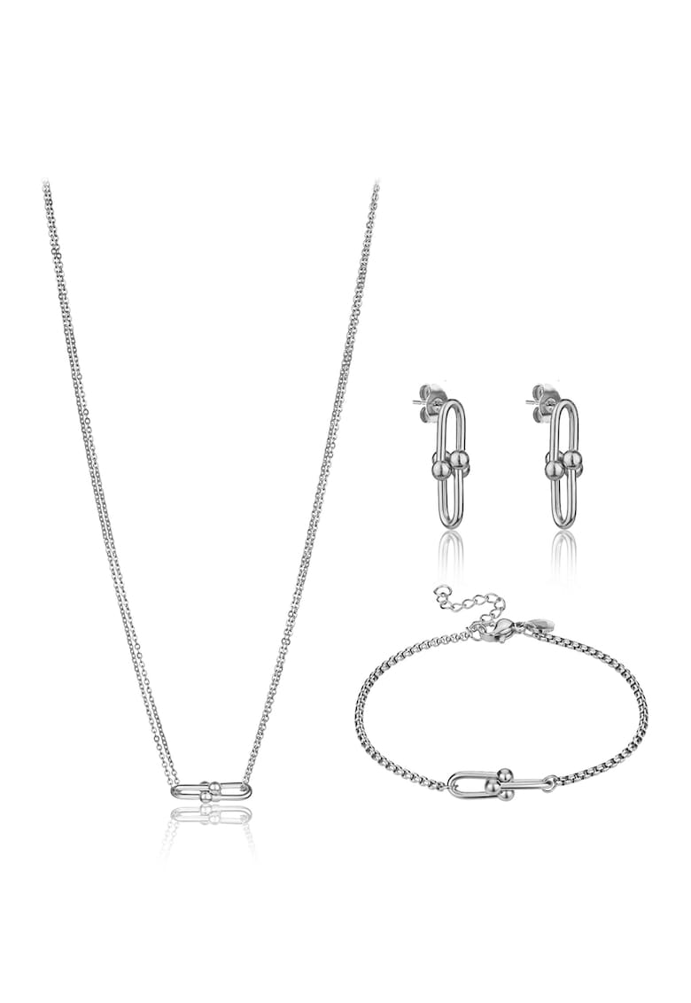 Set de colier - bratara si cercei din otel inoxidabil - 3 piese