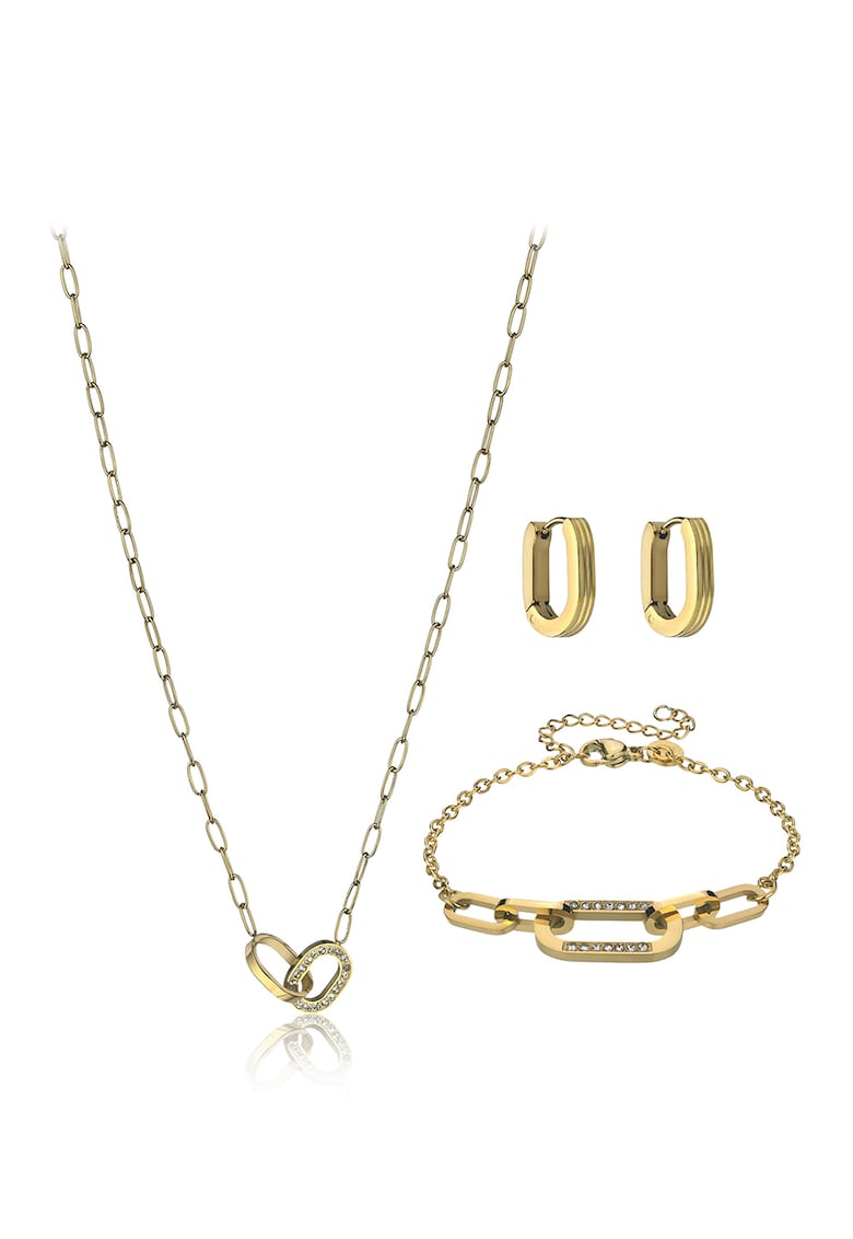 Set de colier - bratara si cercei decorati cu cristale - 3 piese