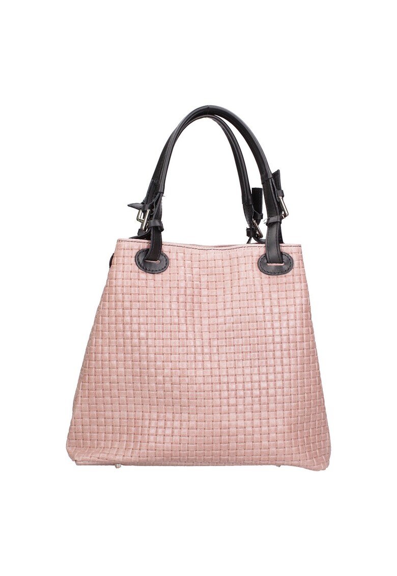 Geanta hobo din piele cu aspect tesut - Roz prafuit