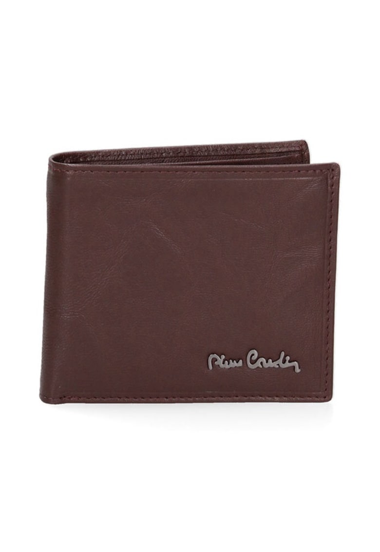 Portofel din piele cu logo metalic 168331 - Maro cognac