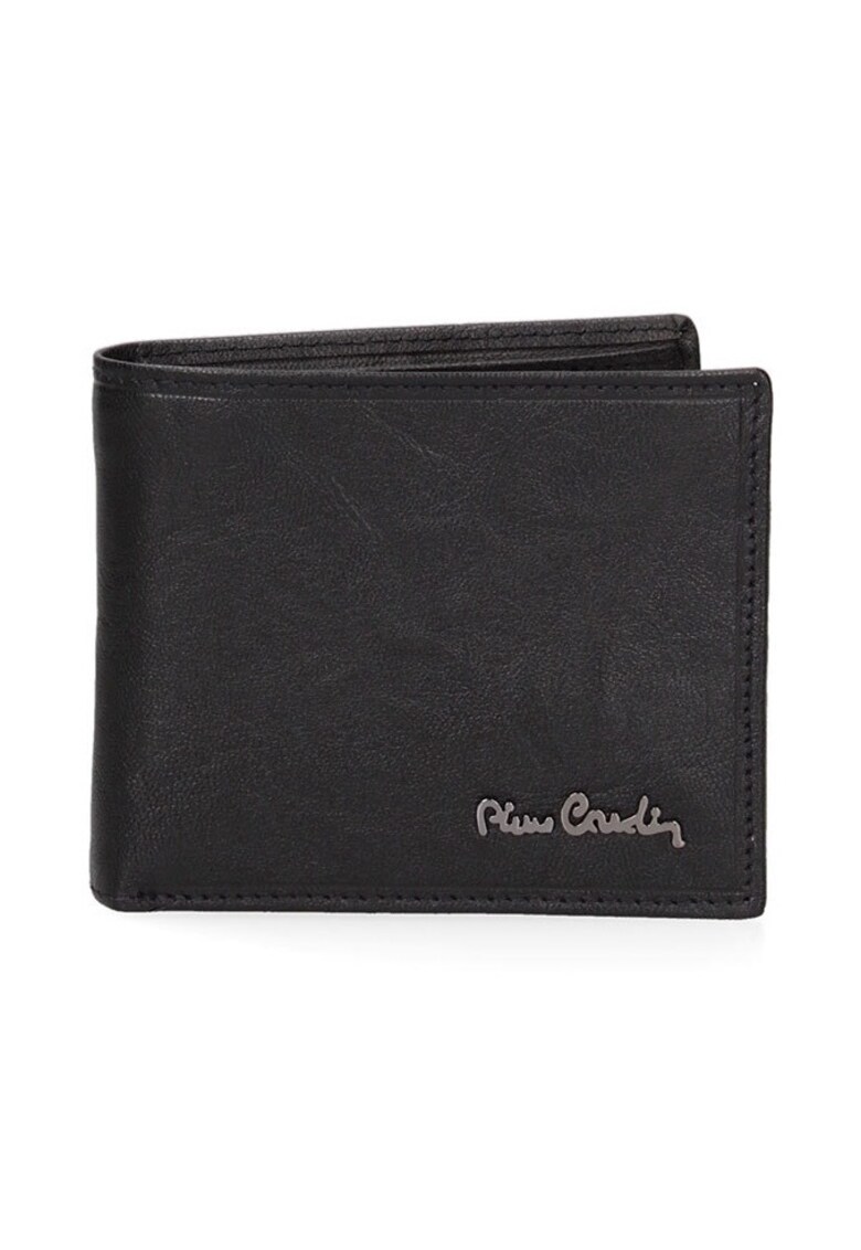 Portofel din piele cu logo metalic 168331 - Negru