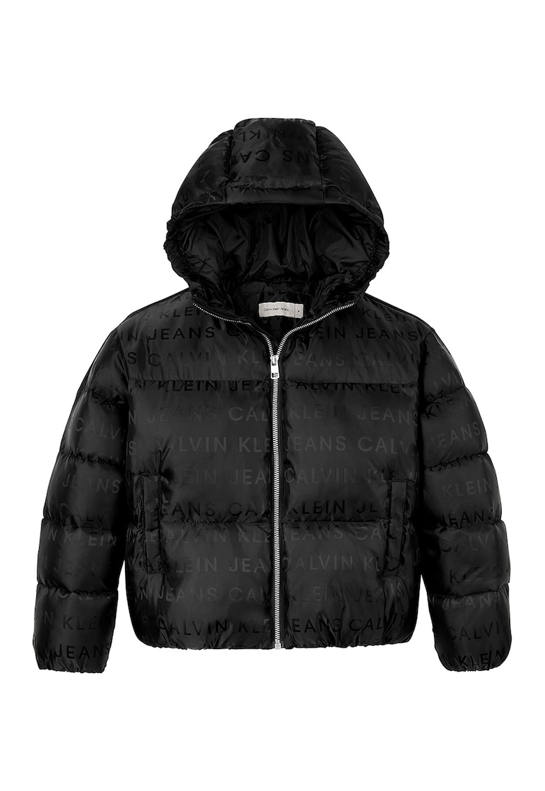 Geaca cu model monograma - Negru