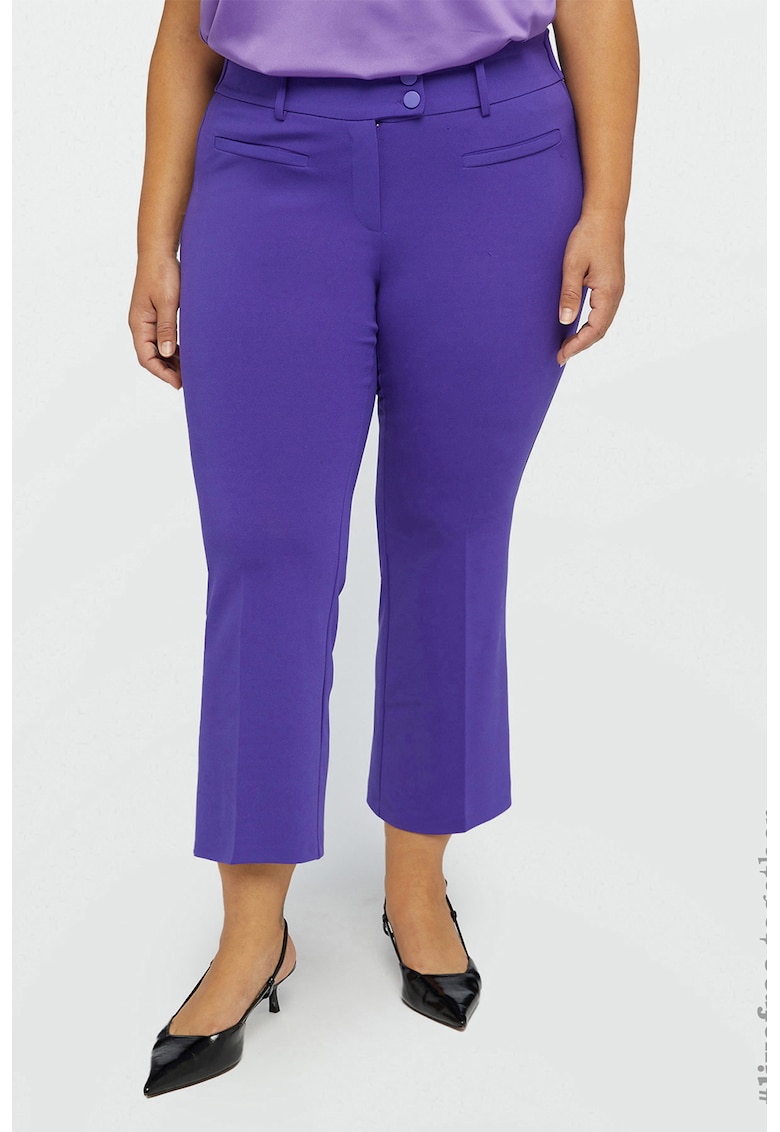 Pantaloni crop cu model uni