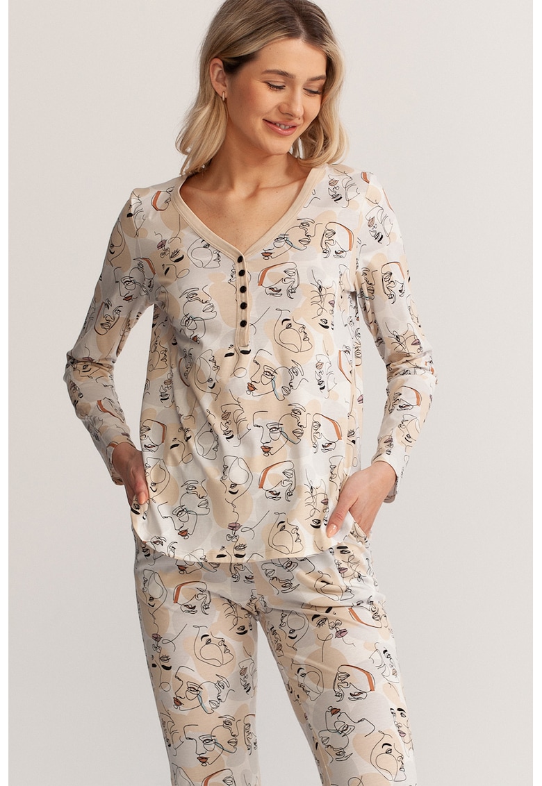 Pijama lunga de bumbac Lora