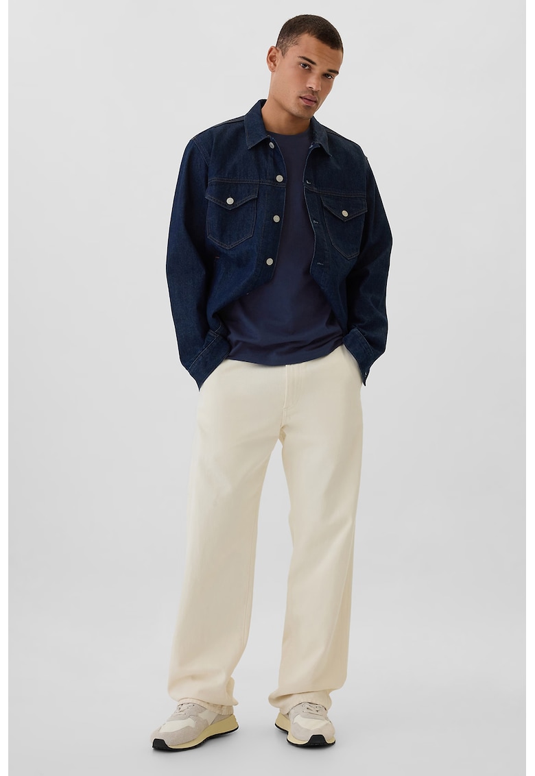 Tricou din amestec de bumbac cu decolteu la baza gatului Tricou din amestec de bumbac cu decolteu la baza gatului