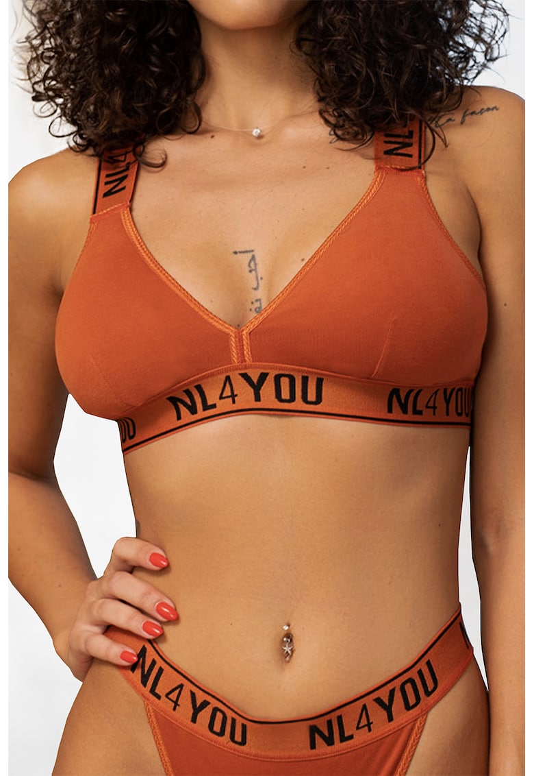 Bustiera triunghiulara din amestec de bumbac Dark Brick