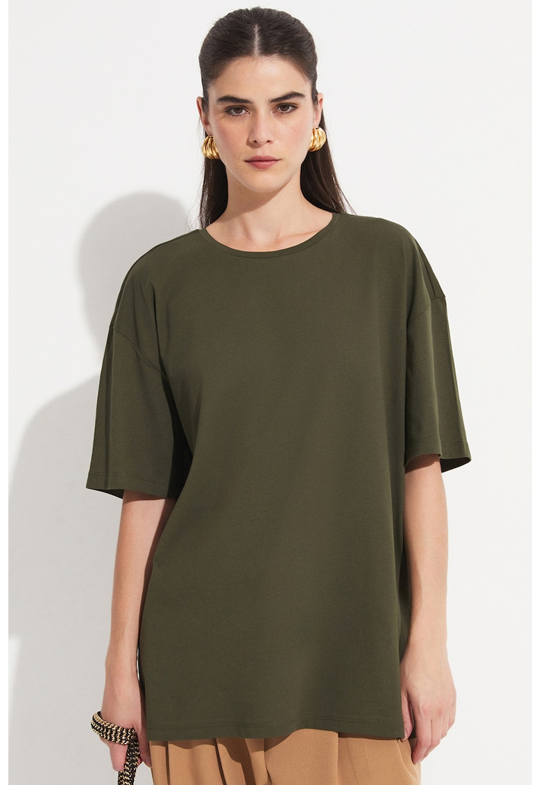 Tricou de bumbac cu maneci cazute Tricou de bumbac cu maneci cazute