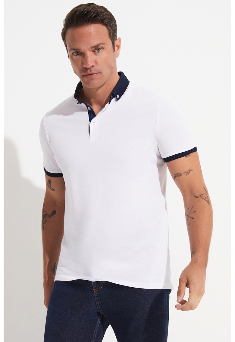 Tricou polo slim fit de bumbac