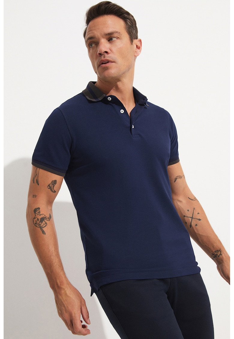 Tricou slim fit polo de bumbac pique