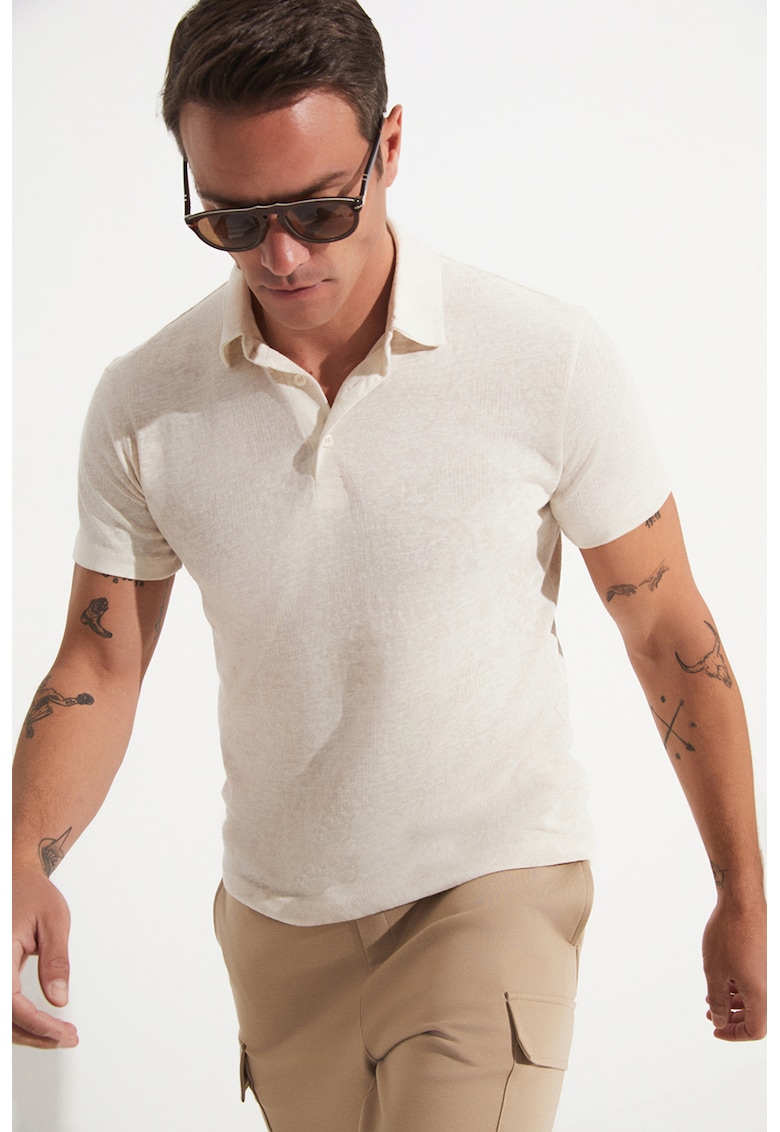 Tricou polo cambrat de bumbac