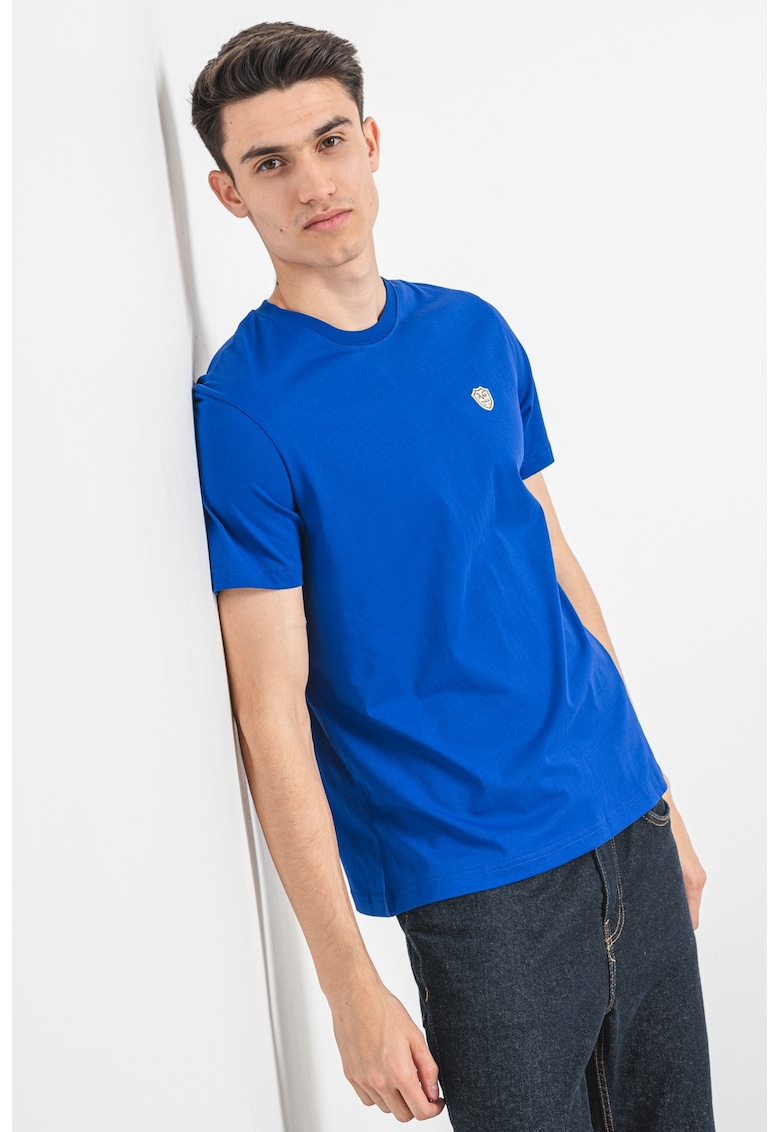 Tricou de bumbac cu decolteu la baza gatului