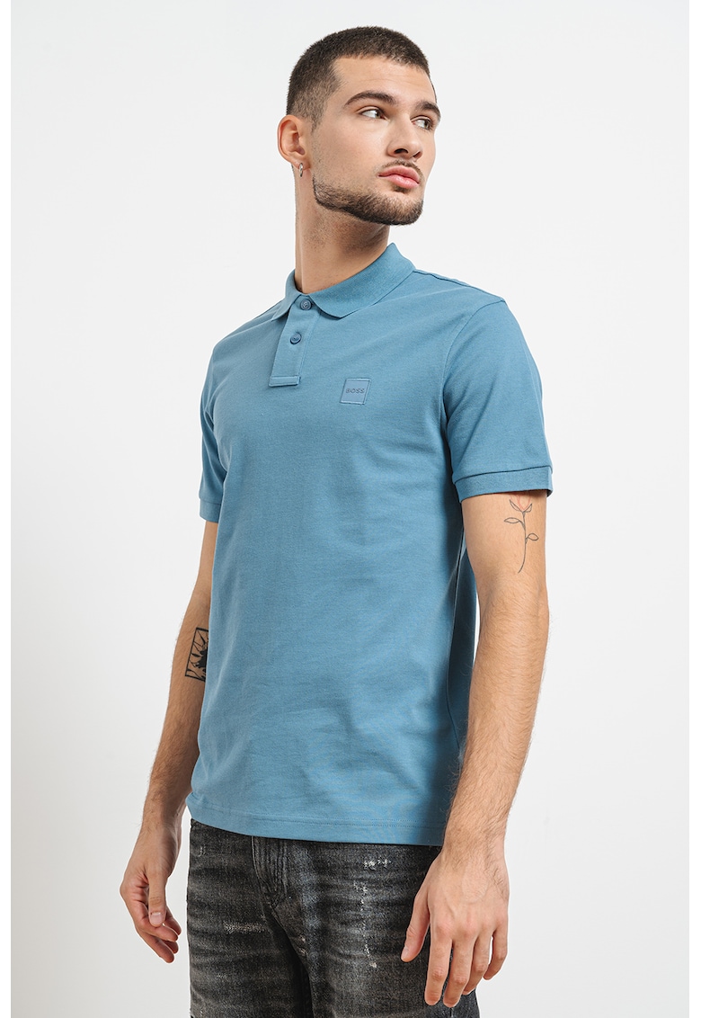 Tricou polo slim fit din material pique Passenger