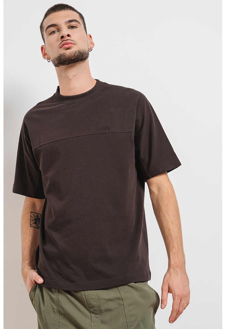 Tricou relaxed fit cu decolteu la baza gatului