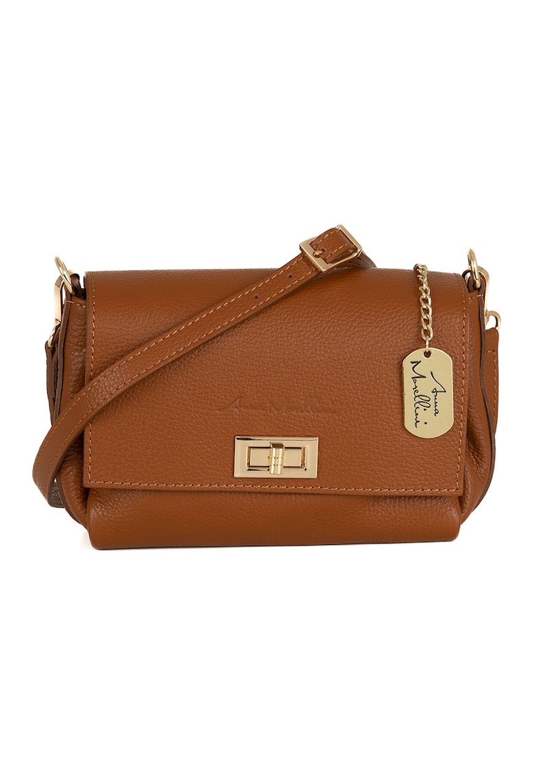 Geanta crossbody din piele cu accesoriu logo