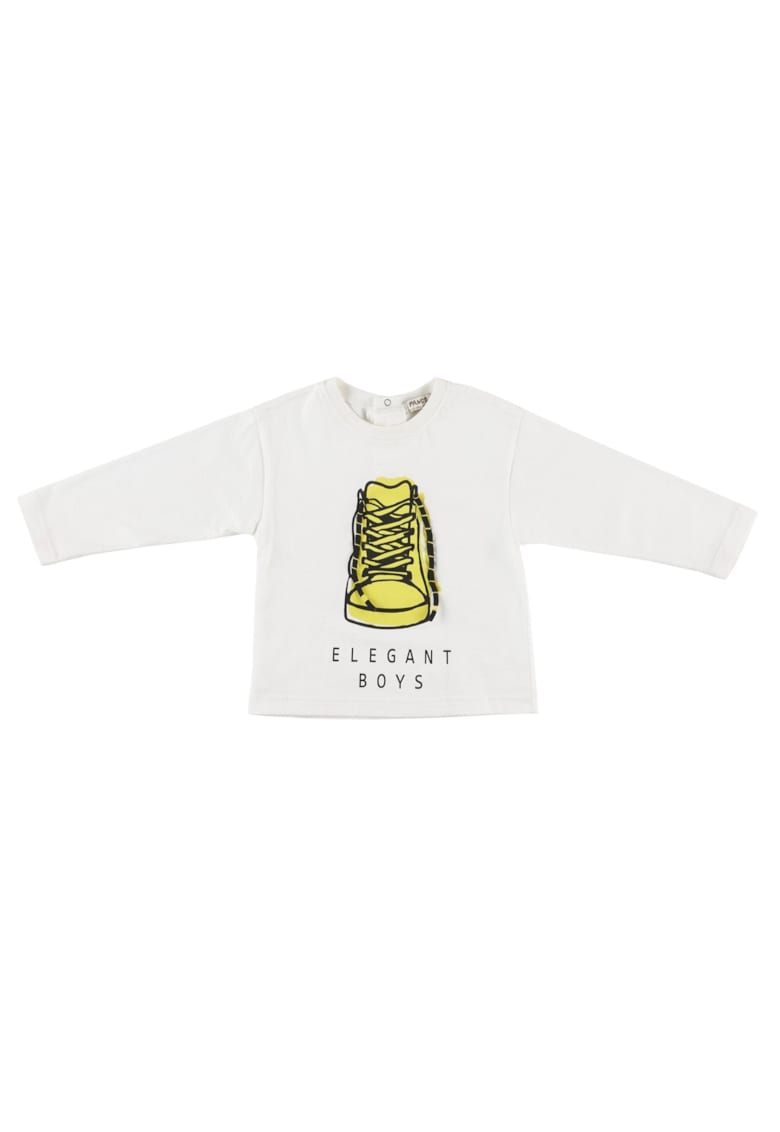 Bluza subtire cu maneca lunga si imprimeu  - Elegant - Ecru - pentru baietei