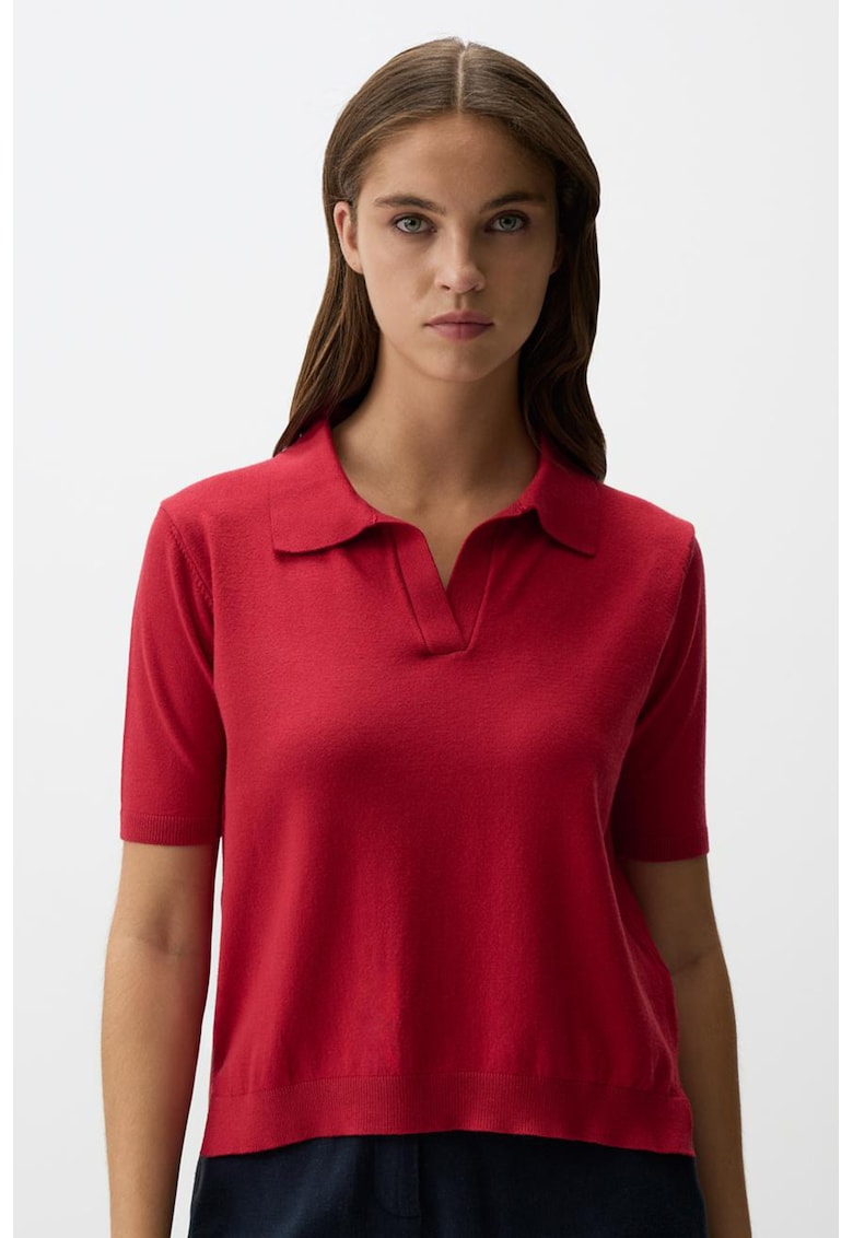 Tricou polo din tricot fin