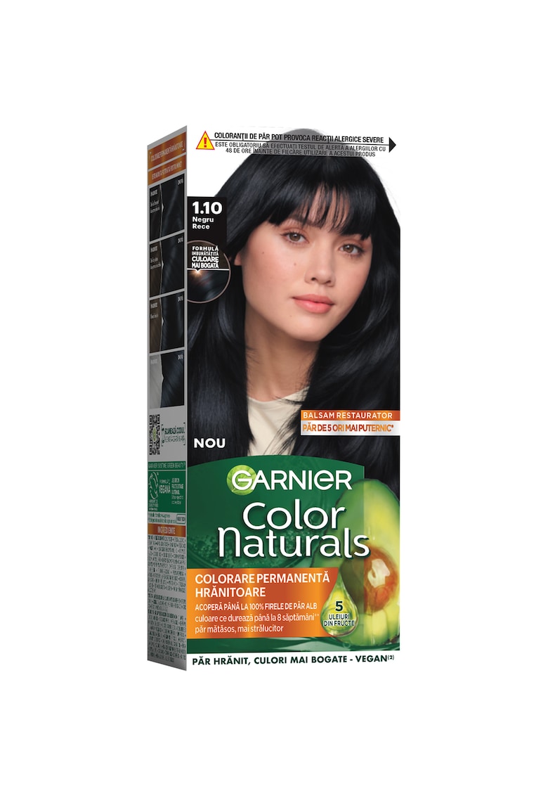 Vopsea de par permanenta cu amoniac Color Naturals - 1.10 Negru Rece - 112 ml