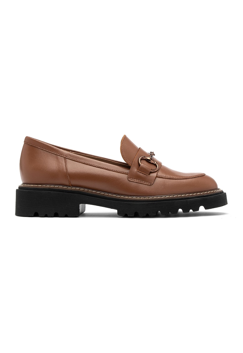 Pantofi loafer de piele cu aspect texturat