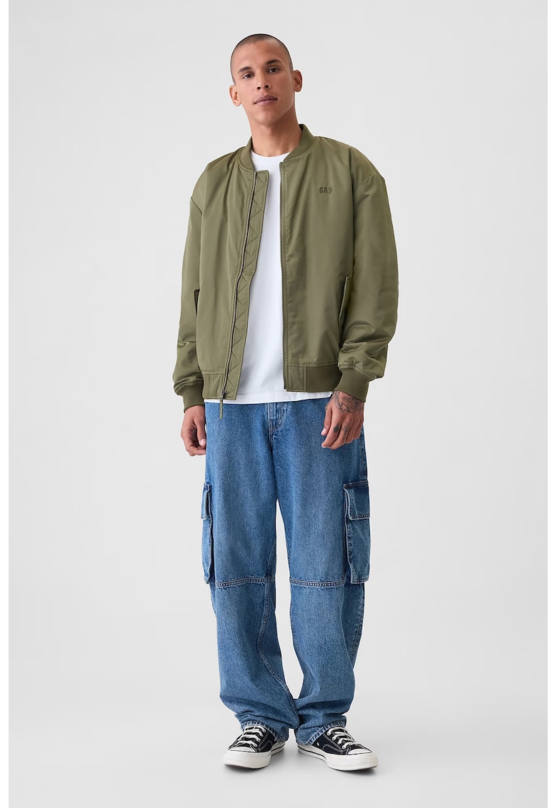 Jacheta bomber cu broderie logo - Kaki