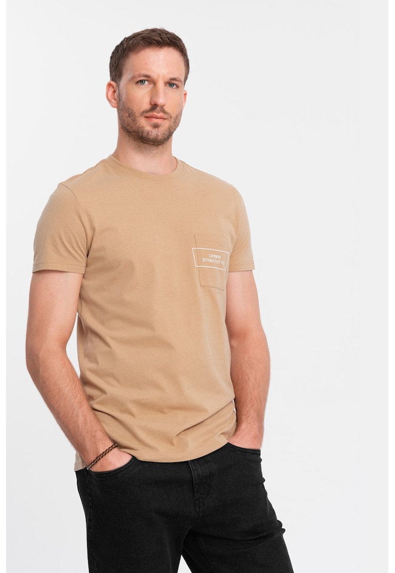 Tricou cu logo - Maro camel
