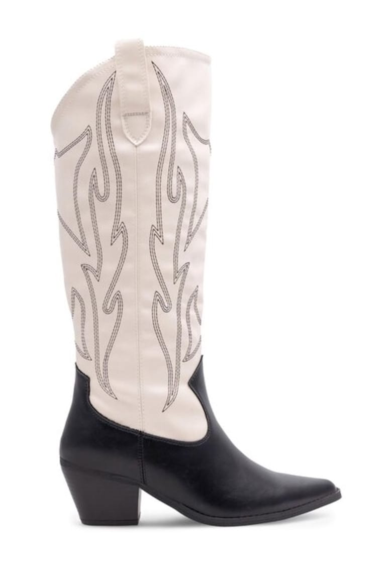 Cizme dama - 590559 - Piele ecologica - Bej / Negru -