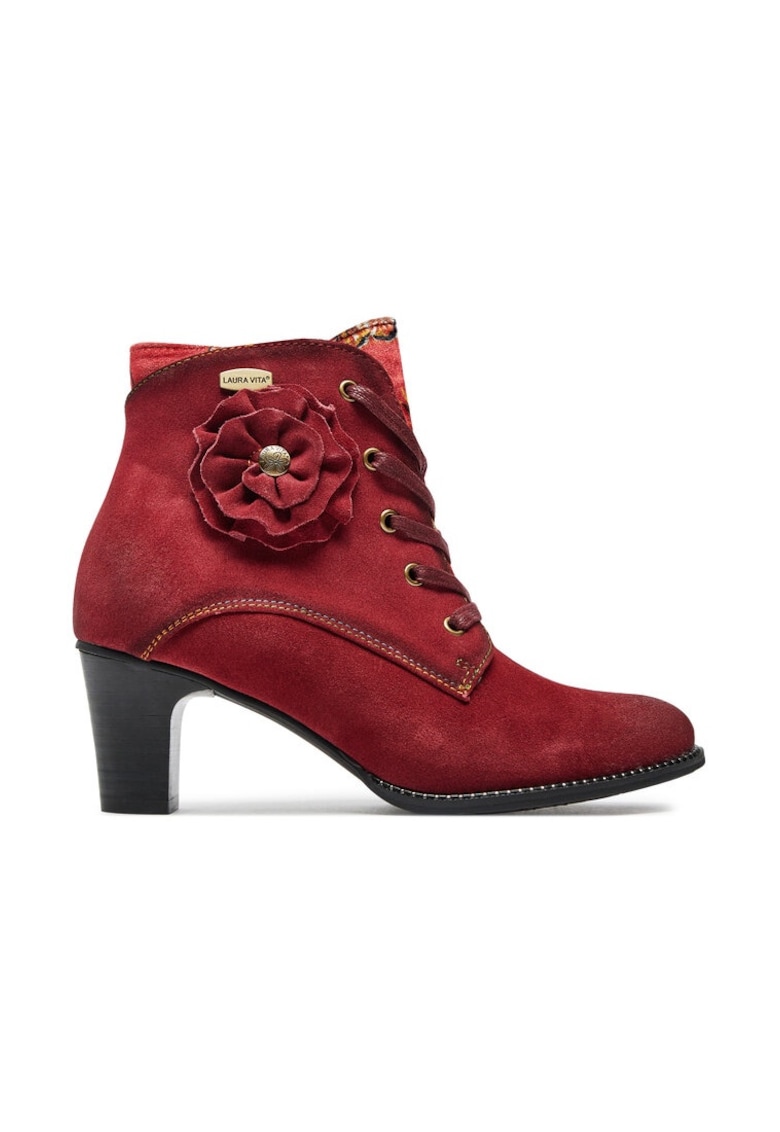 Botine dama - 304356 - Piele naturala - Rosu -
