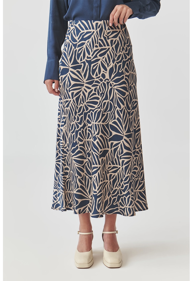 Fusta lunga din satin cu croiala pe bie