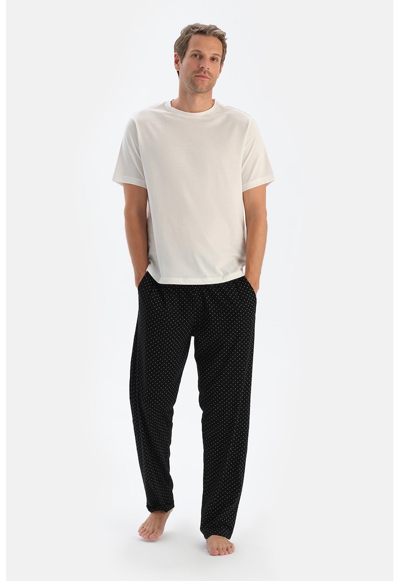 Pantaloni de pijama din amestec de modal cu imprimeu geometric