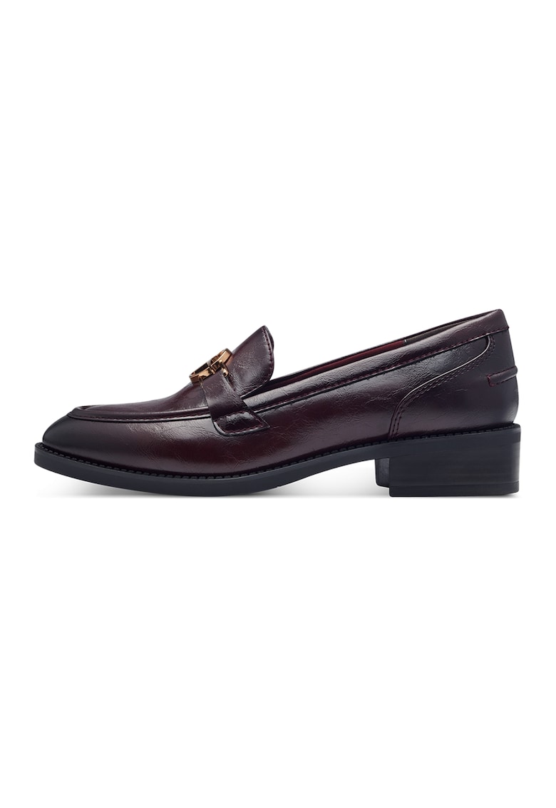 Pantofi loafer din piele ecologica cu model uni - Maro cognac