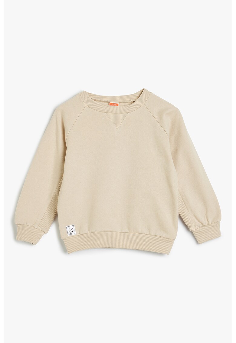 Bluza de trening de bumbac cu model uni si maneci raglan - Bej deschis