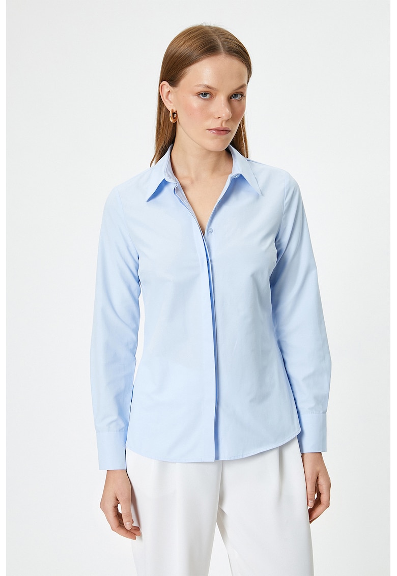 Camasa cu model uni si guler ascutit