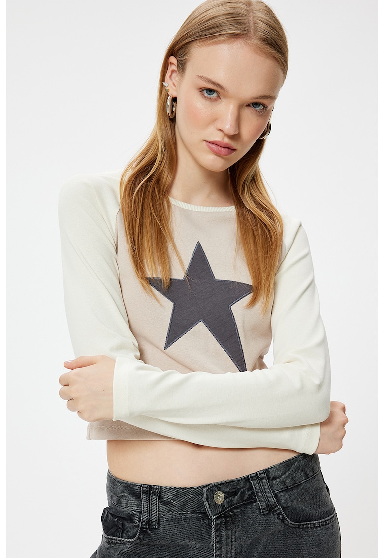 Bluza cu imprimeu si maneci raglan