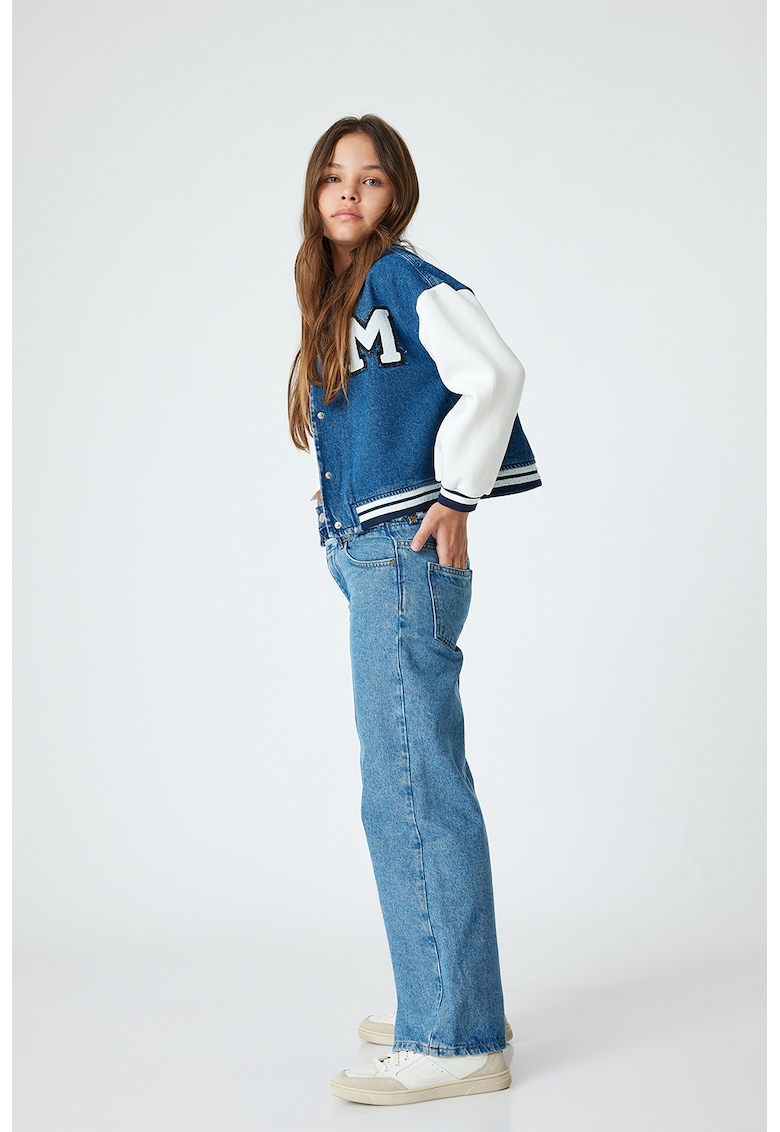 Jacheta College cu insertii din denim