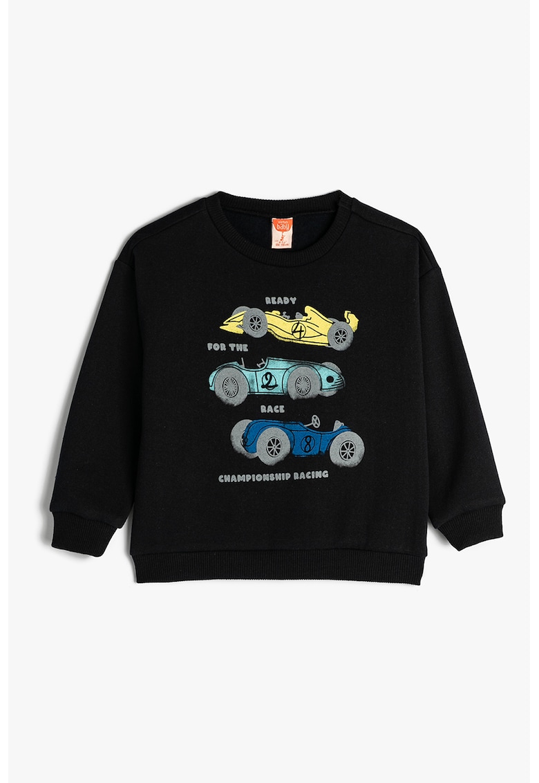 Bluza de trening cu imprimeu si decolteu la baza gatului