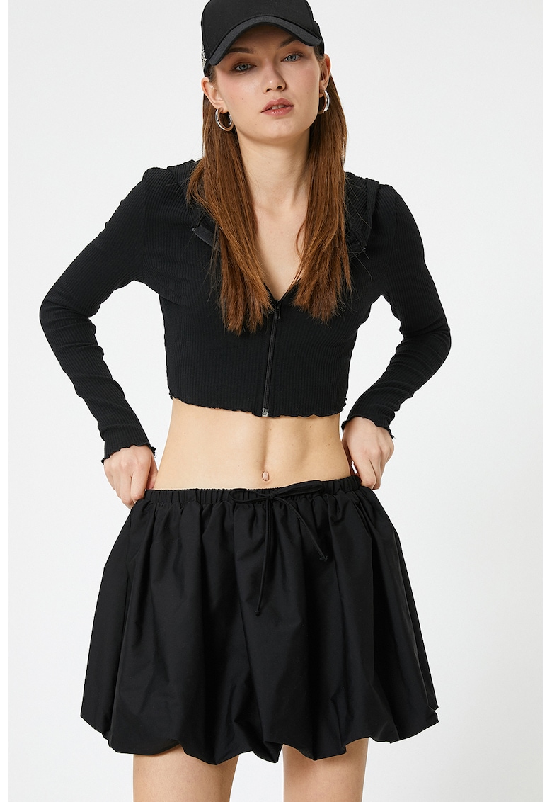 Hanorac crop slim fit - Negru