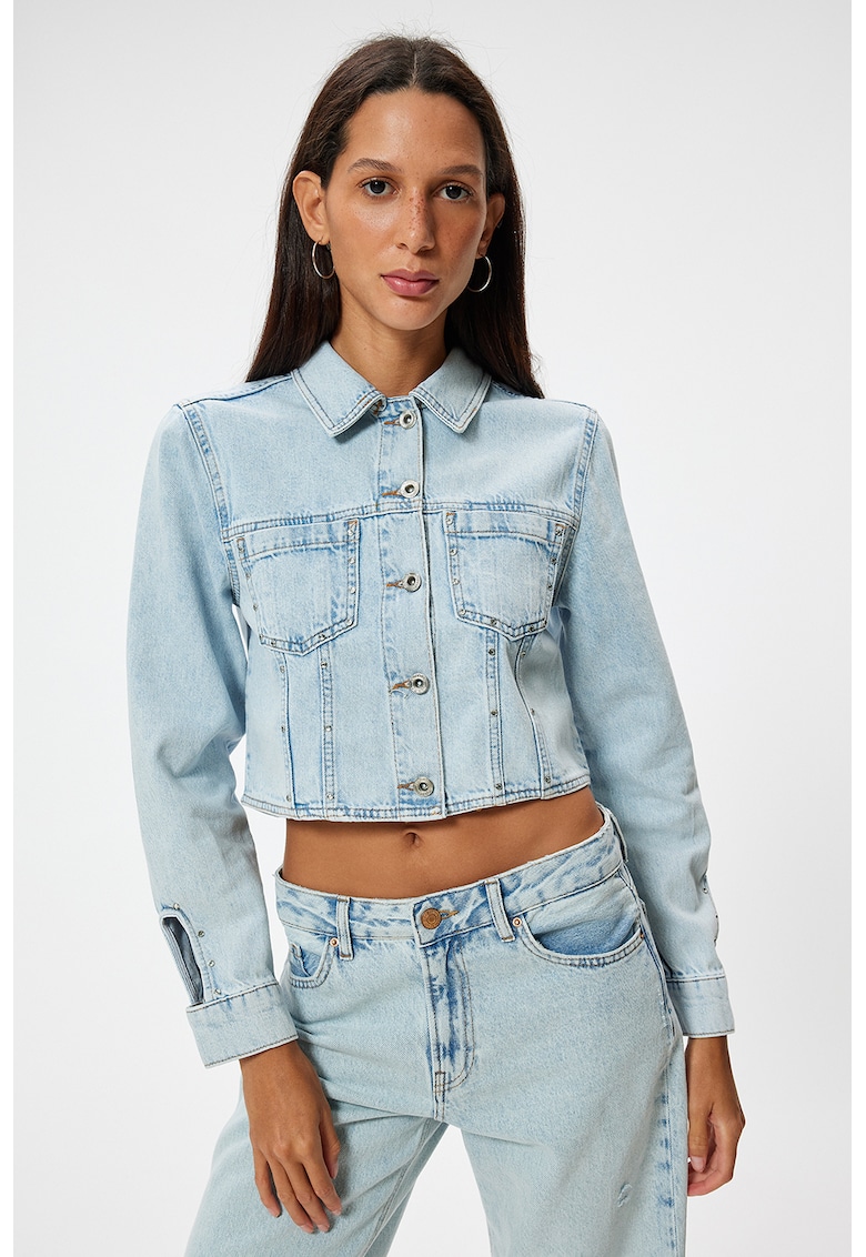 Jacheta-camasa crop din denim
