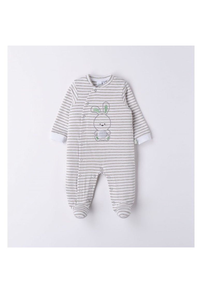 Salopeta lunga cu imprimeu pentru bebe baiat - 4.6118 - Gri - Gri