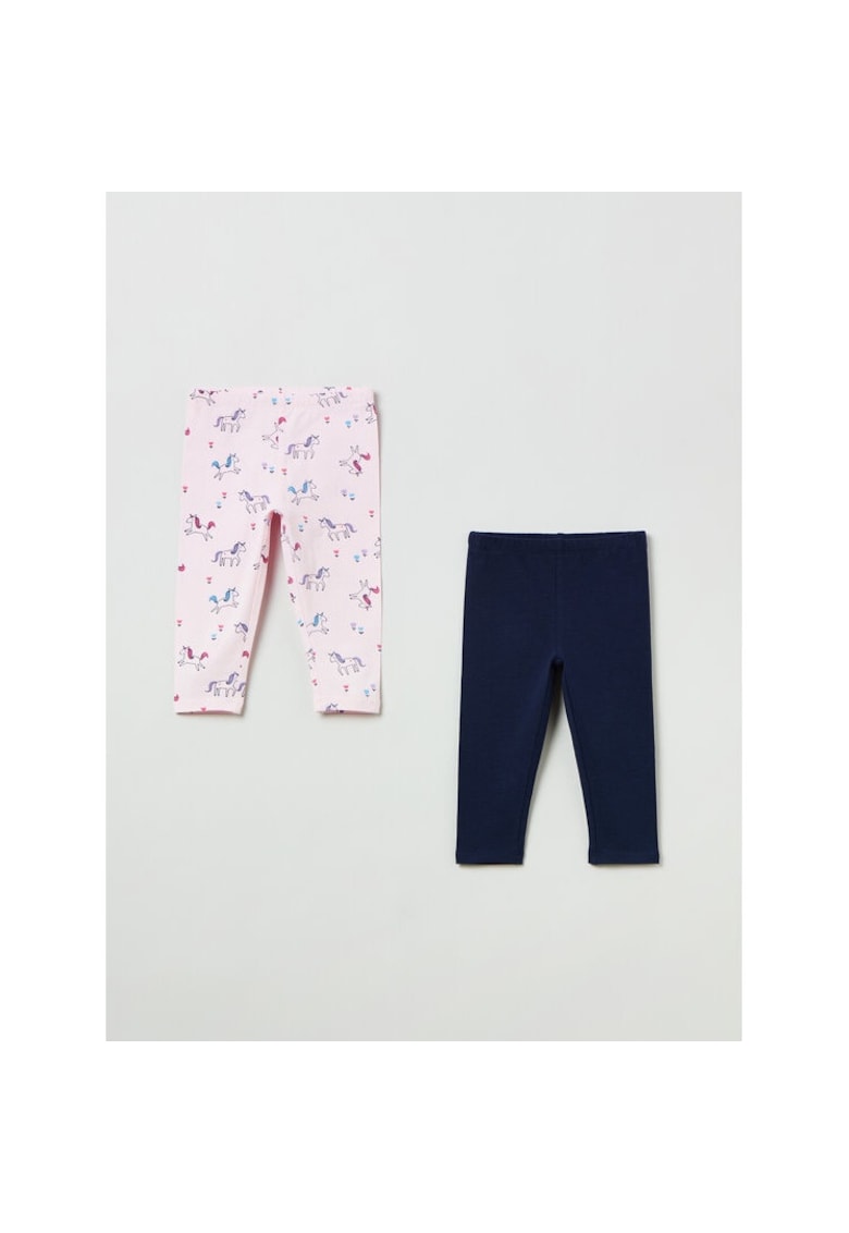 Set 2 perechi pantaloni copii - 35946 - Roz/Bleumarin - Bumbac