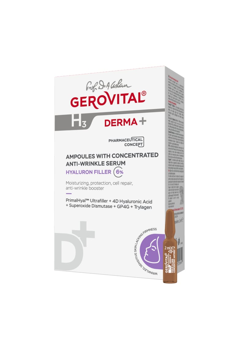 Fiole cu ser concentrat antirid H3 Derma+ - 10 fiole x 2 ml