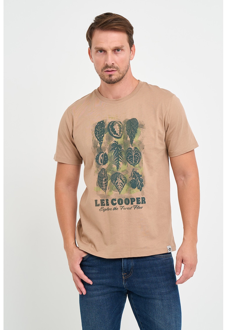 KVL by KENVELO - Tricou de bumbac cu decolteu la baza gatului si imprimeu grafic