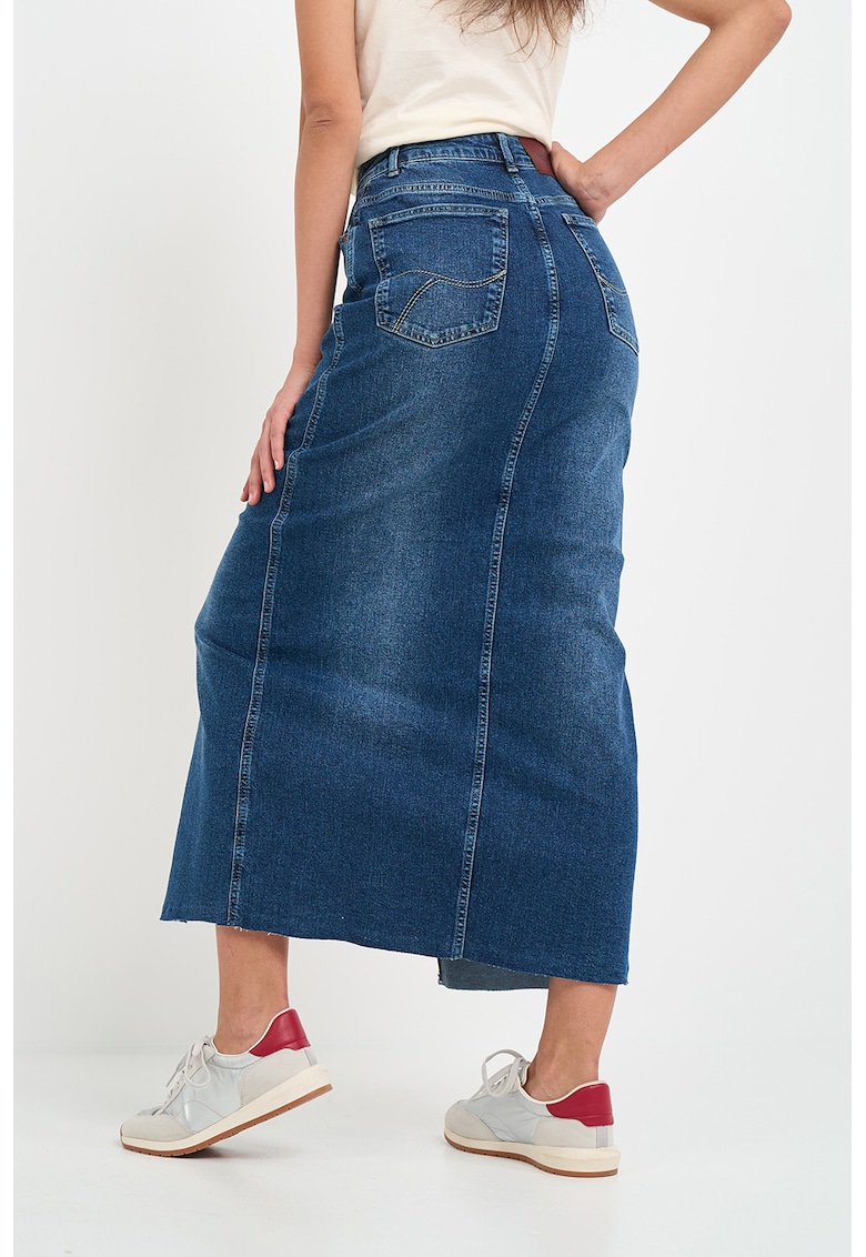 Fusta de denim cu slit frontal