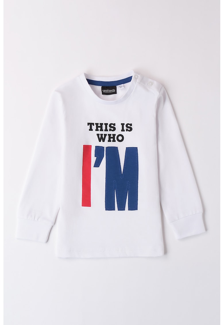 Bluza de bumbac cu imprimeu text