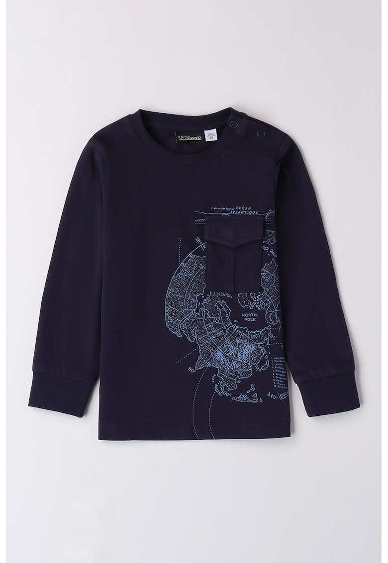 Bluza de trening cu imprimeu si buzunr pe piept Bluza de trening cu imprimeu si buzunr pe piept